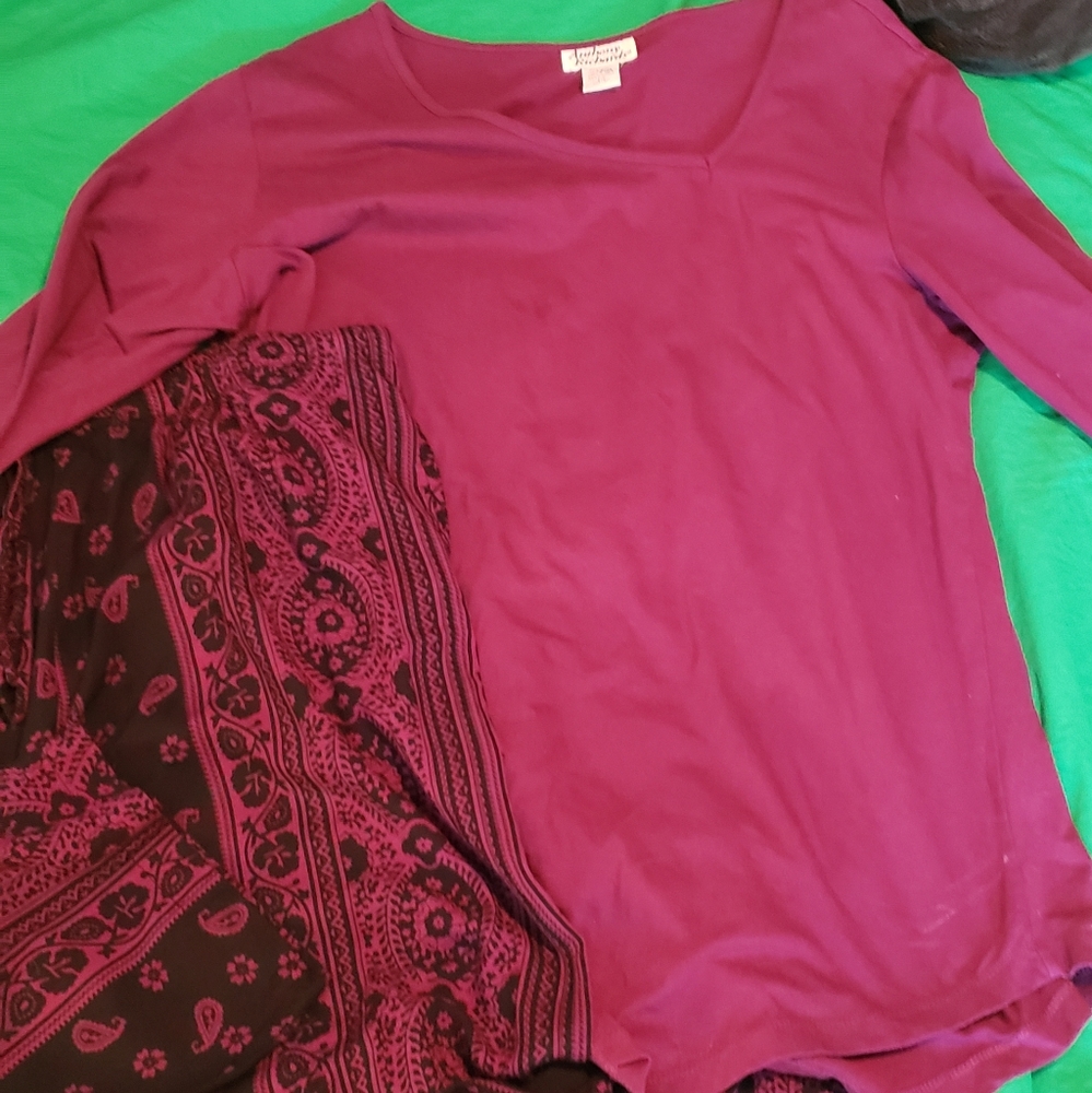 Anthony Richards 2 Piece Women's Long Sleeve and Pant Size 1X Red - Picture 3 of 5
